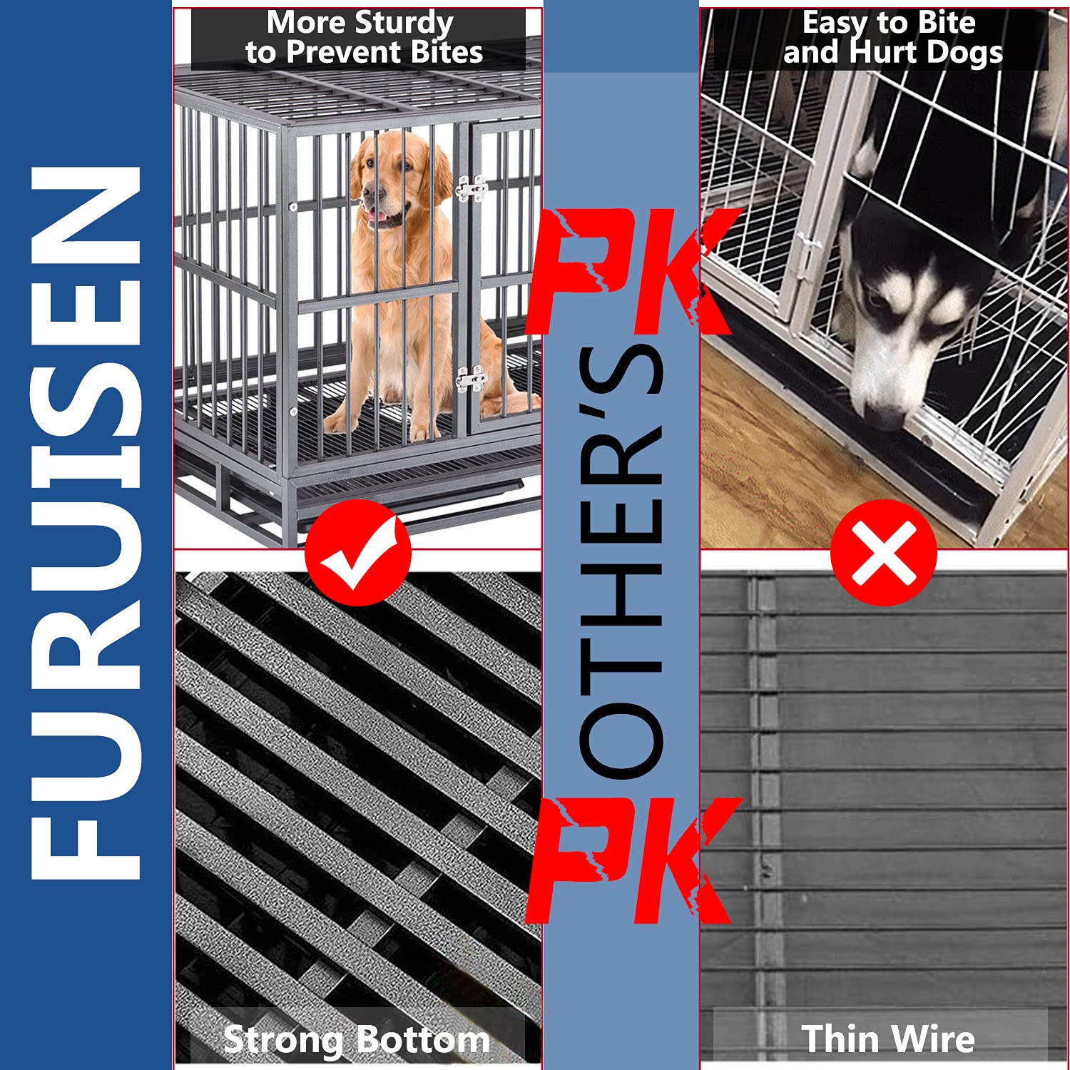 Buy 42 Inch Heavy Duty Indestructible Dog Crate Cage Kennel with Wheels