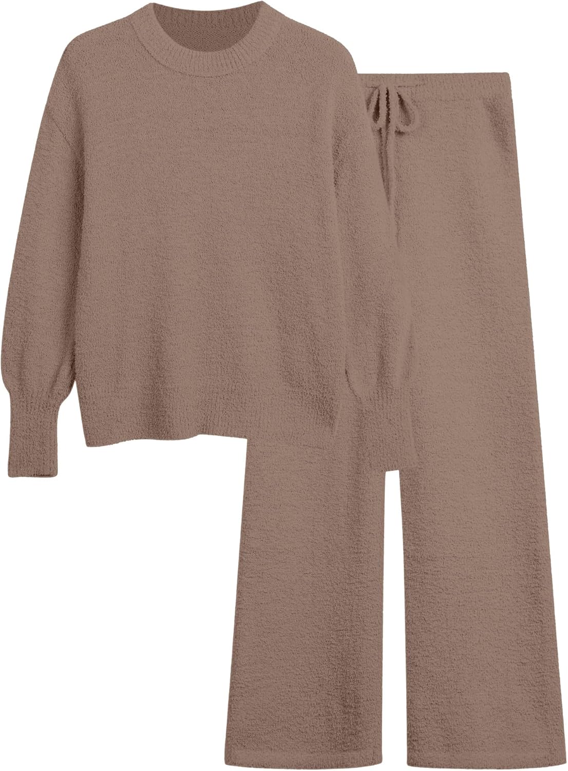 Women's 2 Piece Oversized Fuzzy Fleece Pajama Set Long Sleeve Fall Winter Pajamas Lounge Sets 2025 Trendy Pajamas
