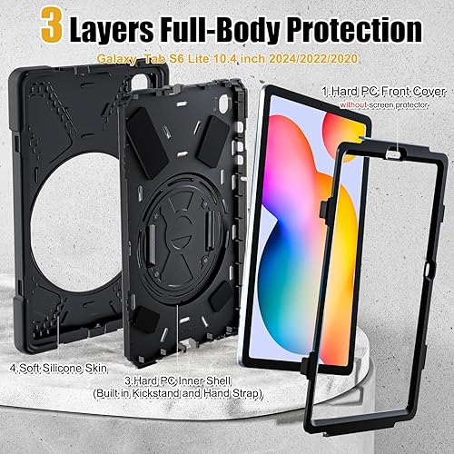 Miniatura 7 de BRAECNstock Funda protectora resistente a prueba de golpes para Samsung Galaxy Tab S6 Lite de 10.4 pulgadas 2024/2022/2020 (SM-P620/P610/P619) a