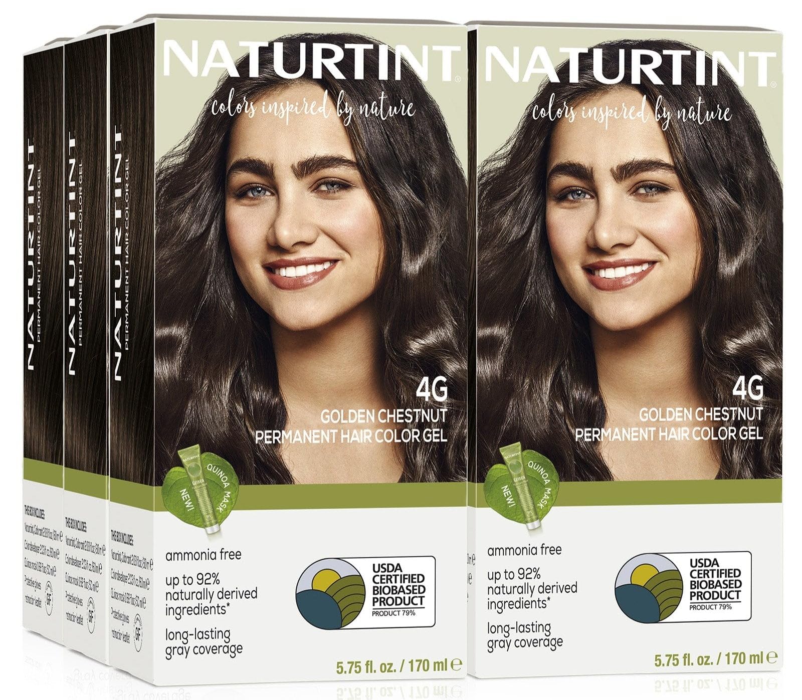 NaturtintPermanent Hair Color 4G Golden Chestnut (Pack of 6), Ammonia Free, Vegan, Cruelty Free, up to 100% Gray Coverage, Long Lasting Results