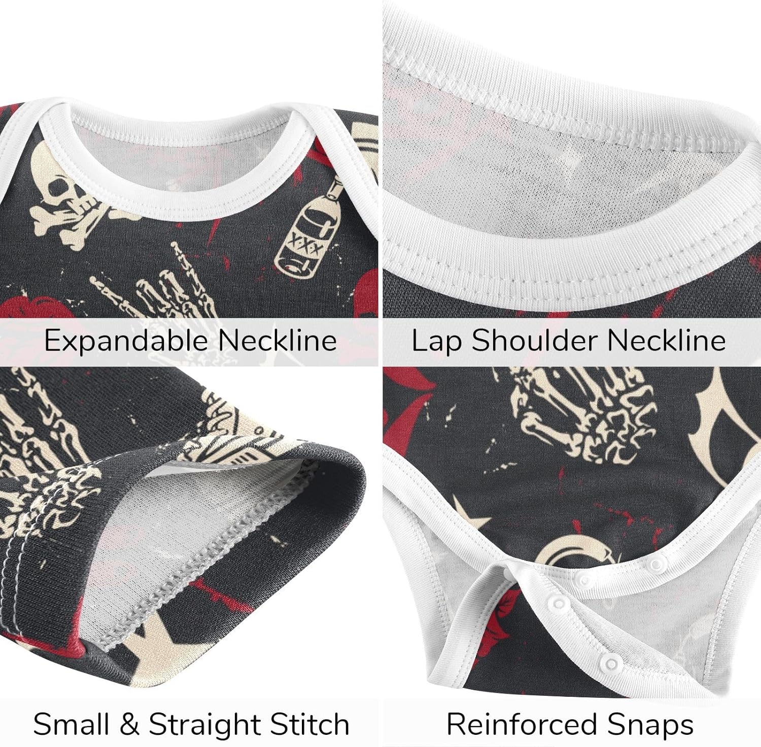 vvfelixl Baby Bodysuits Pants Sets Guitar Headphones Long Sleeve Baby Clothes For Boys Girls 0-24M Black