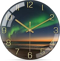 Vista 1 de VIKMARI Reloj de pared moderno de 8 pulgadas, accesorios estéticos de decoración negra y dorada, relojes aurora silenciosos inusuales sin tictac
