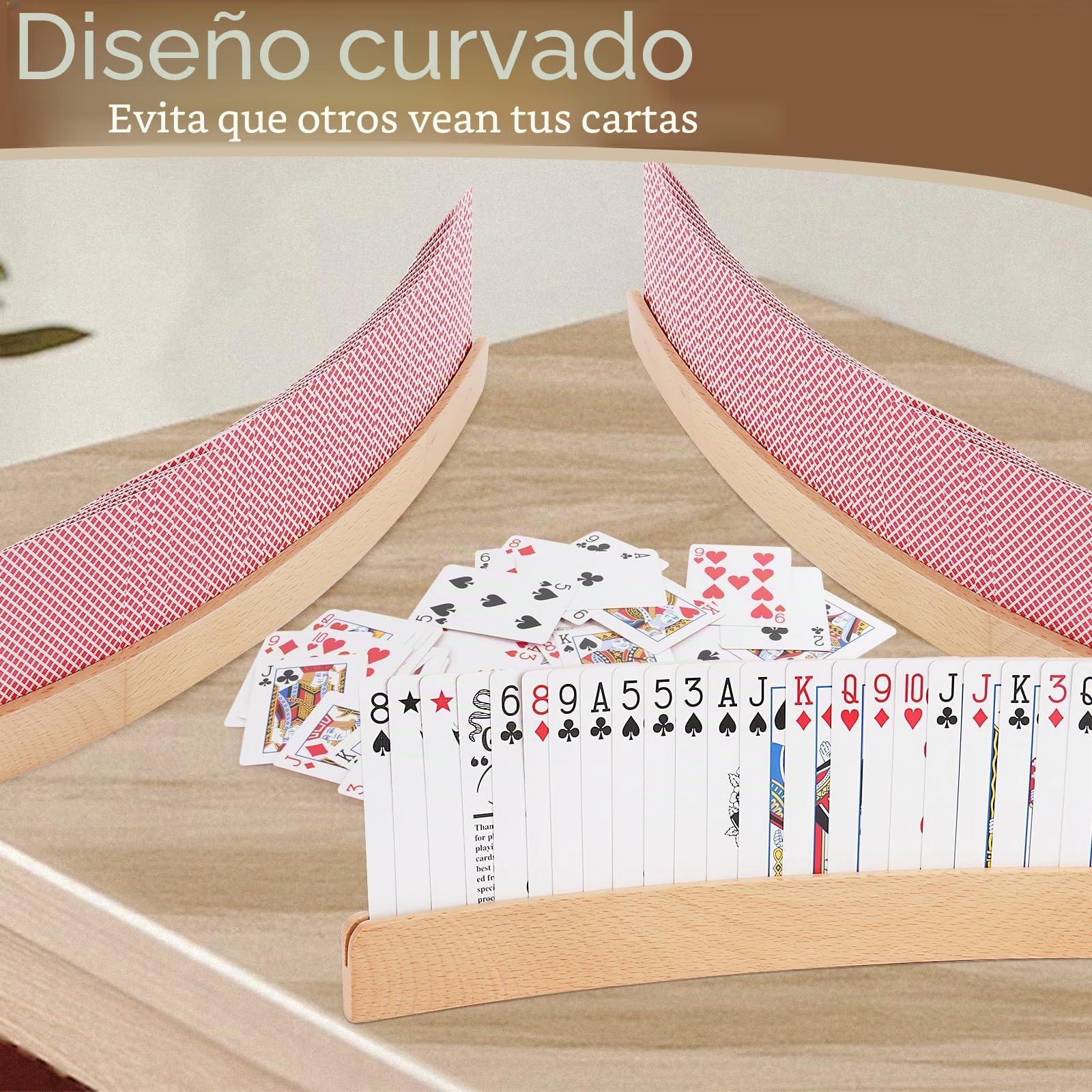 JAWAI Soporte Para Cartas De Madera – 2 Piezas Con Diseño Curvo, Manos Libres Para Jugar, Ideal Para Mayores, Adultos Y Niños