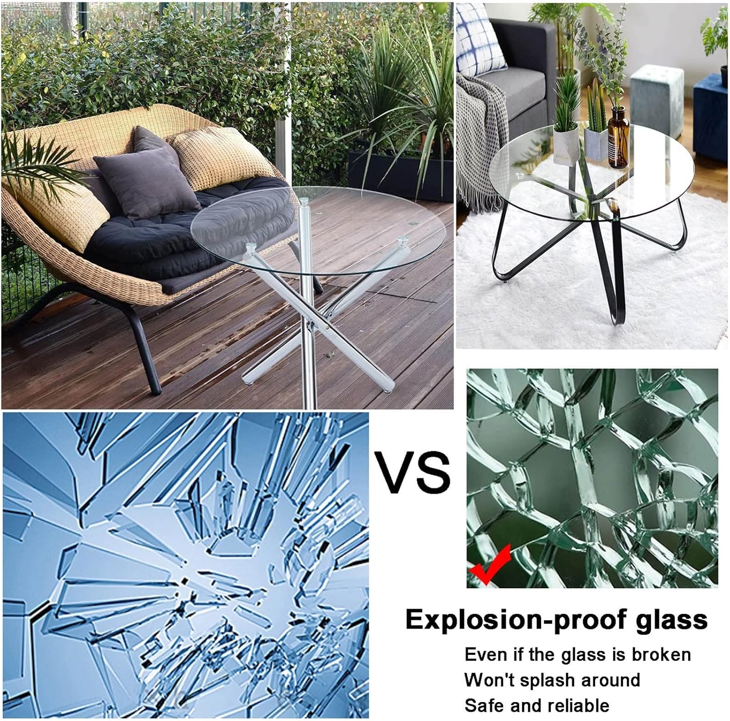 Round Patio Glass Table Top Ø 15 16 18 20 22 24 26 28 30 Inch, 18 Sizes, Thick : 9mm, Tempered Glass, Protect The Desktop, Clear Plate Glass for Dining Table/Coffee Table
