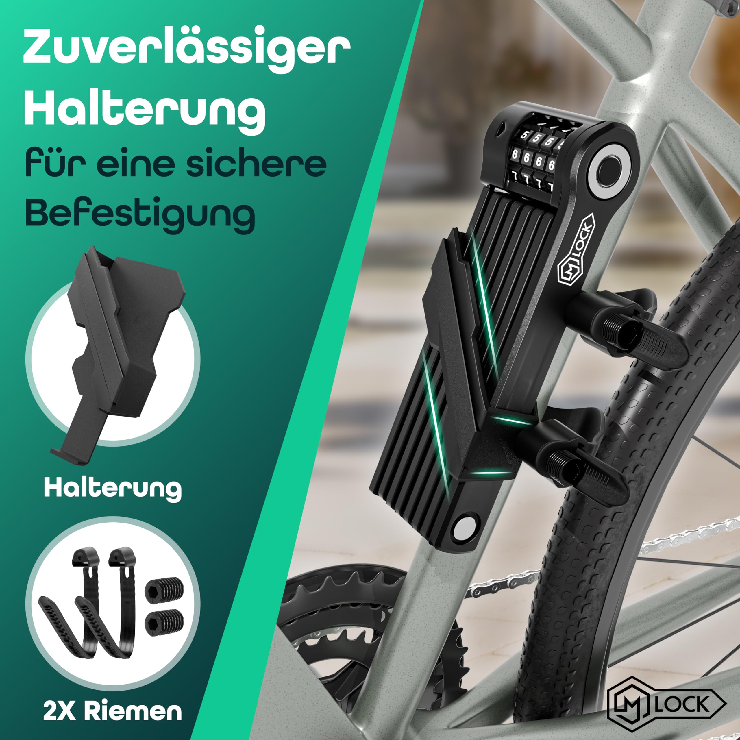 Antivol pliable de 120 cm - Serrure à combinaison haute sécurité - Protection antivol pour vélo et vélo électrique - Serrure de sécurité robuste et inoxydable avec combinaison de broches