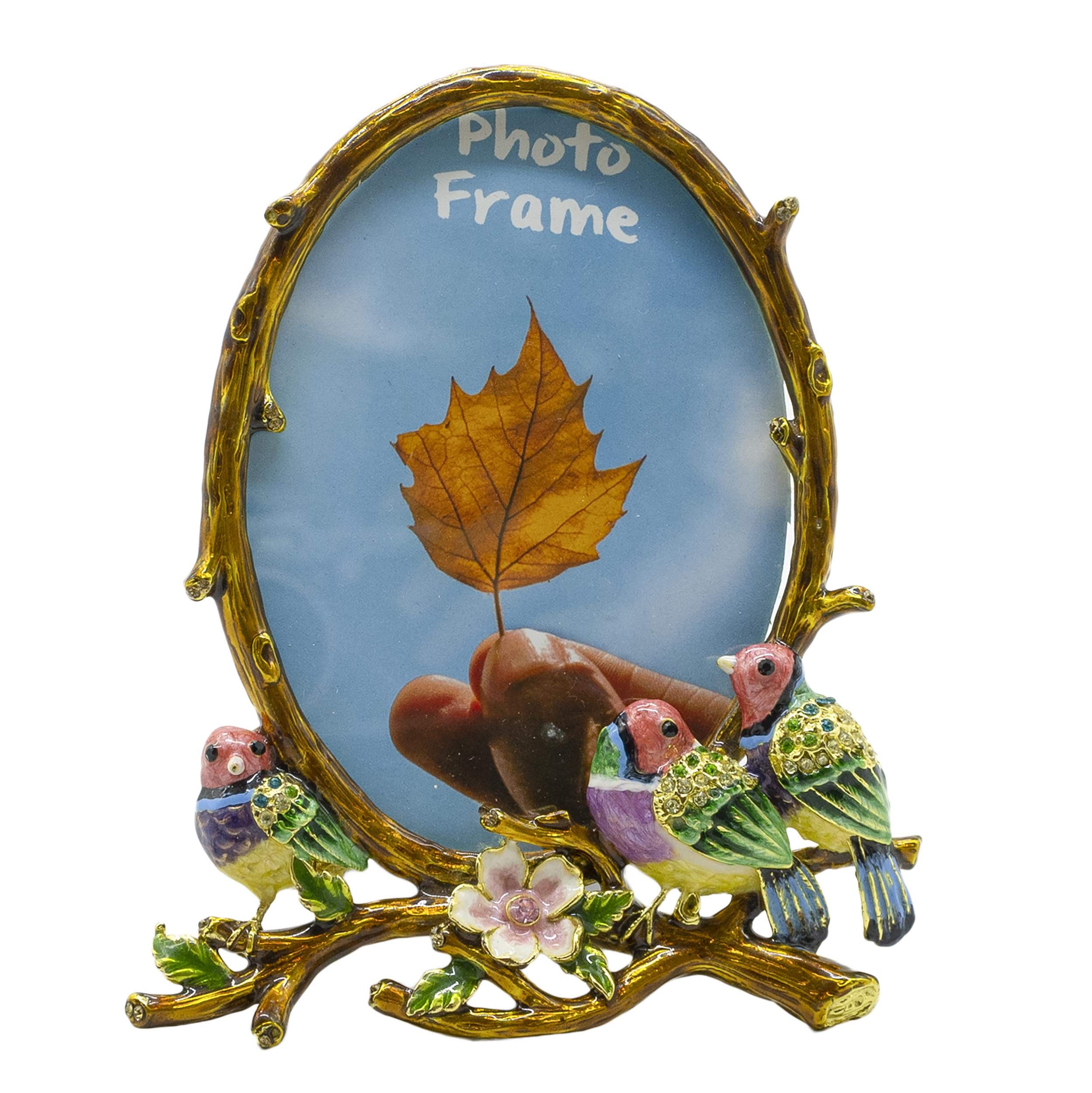 Cadre photo floral en métal doré et verre haute définition pour exposition rétro