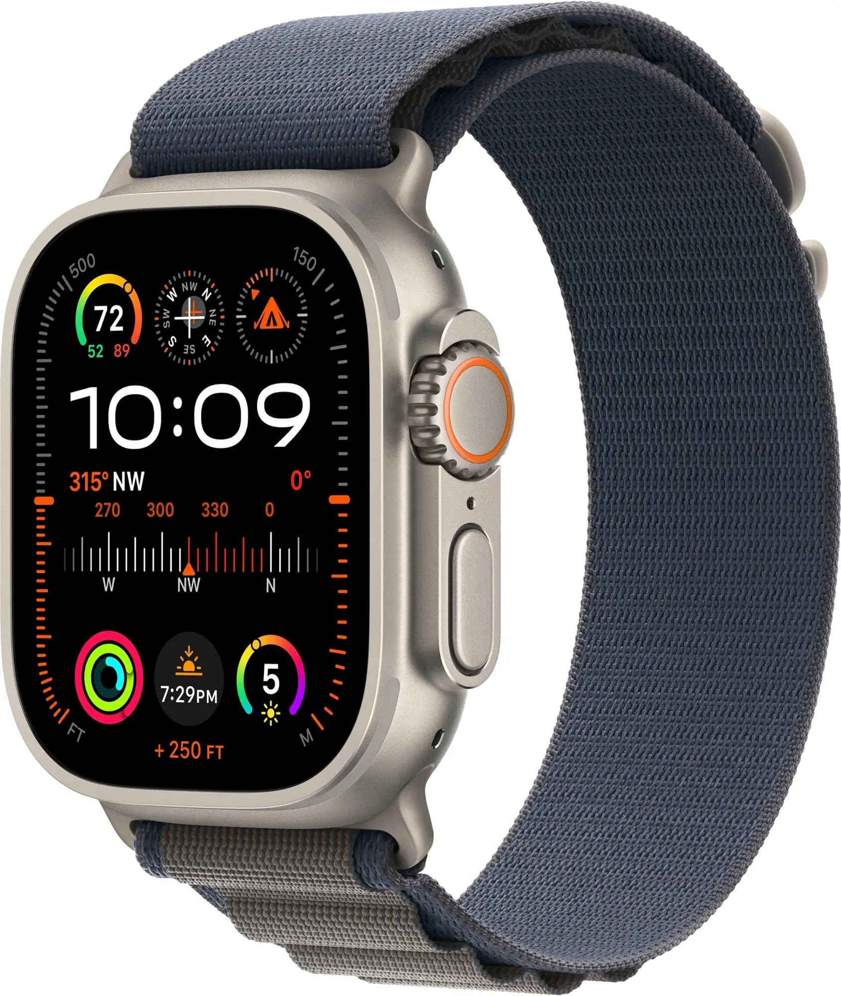 Apple Watch Ultra 2 [GPS + Cellular, 49mm] - Rugged Titanium Case & Blue Alpine Loop - Medium (Renewed)