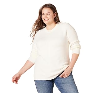 Amazon Essentials Women's Regular Fit Long Sleeve Pullover Crew Neck