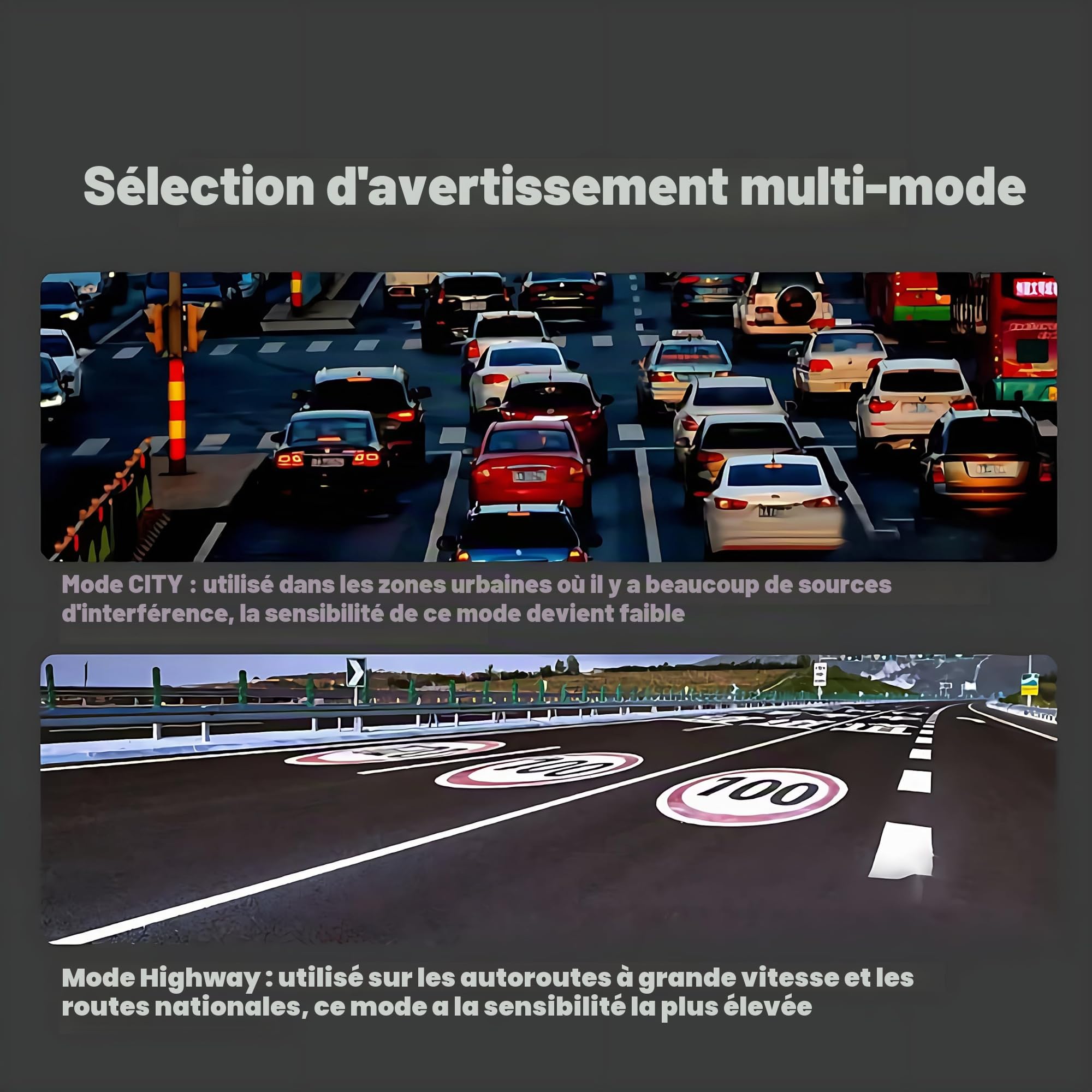 Détecteurs de Radar Laser RAD2000 pour Voitures, détecteur de Radar de Police avec détection Longue portée, Circuit Anti-Fausse Alerte, immunisé VG-2, Modes Ville et autoroute, Affichage LED - Bandes