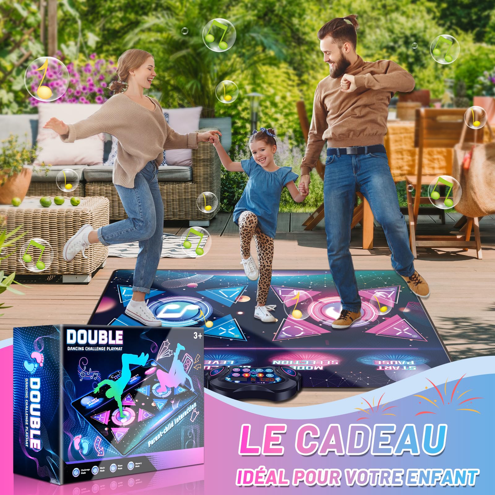 Aragallant Tapis de Danse pour Enfants, Double Tapis de Danse pour Filles et Garçons de 3 4 5 6 7 8+ Ans, Musique Pad de Danse Jouets pour Enfants et Adultes Anniversaire de Noël Cadeau