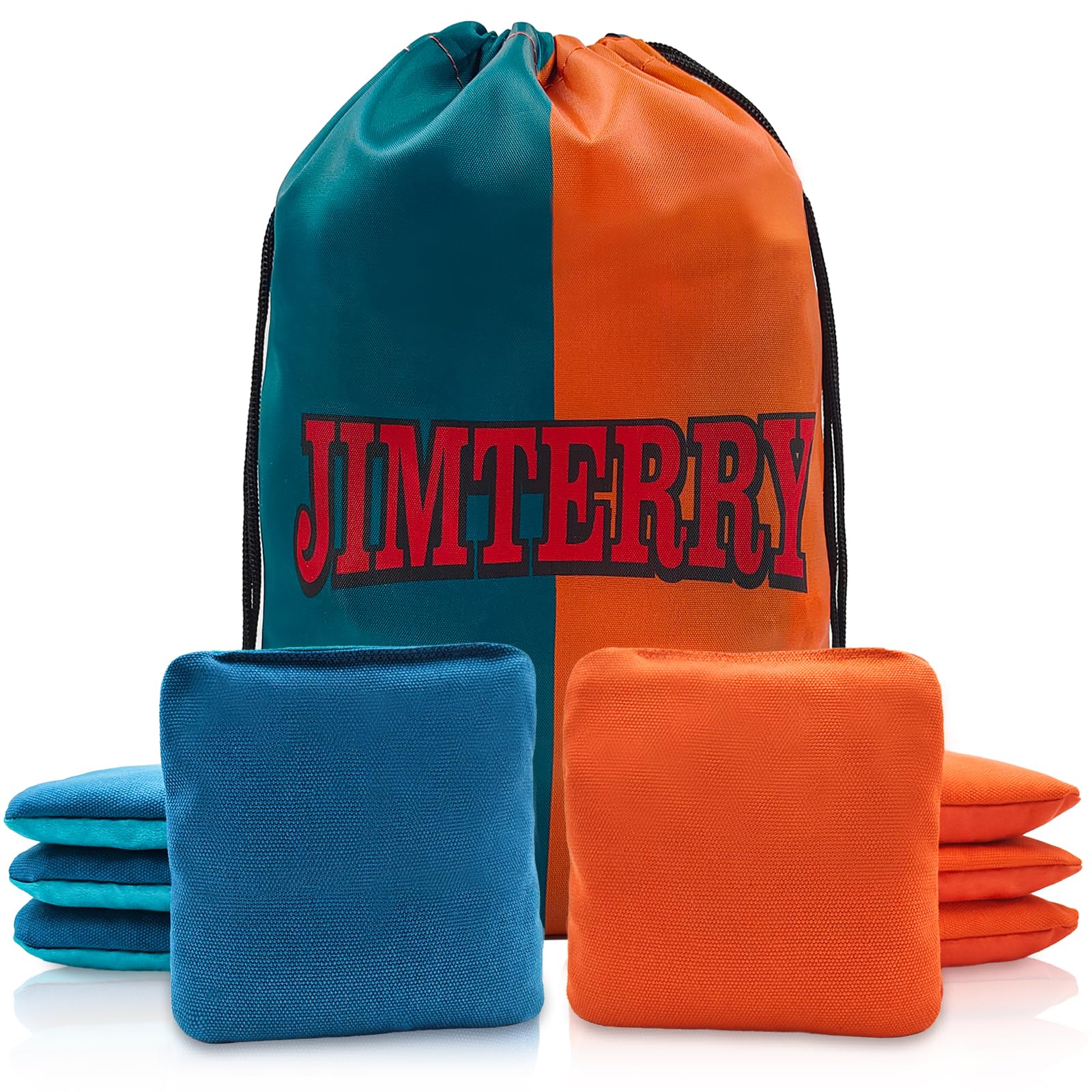 JIMTERRY Professional Cornhole Bags Set of 8 Dual Sided Corn Holes Bags Double Sided Regulation Slick and Stick Corn Hole Bean Bags for Pro Corn Hole Game