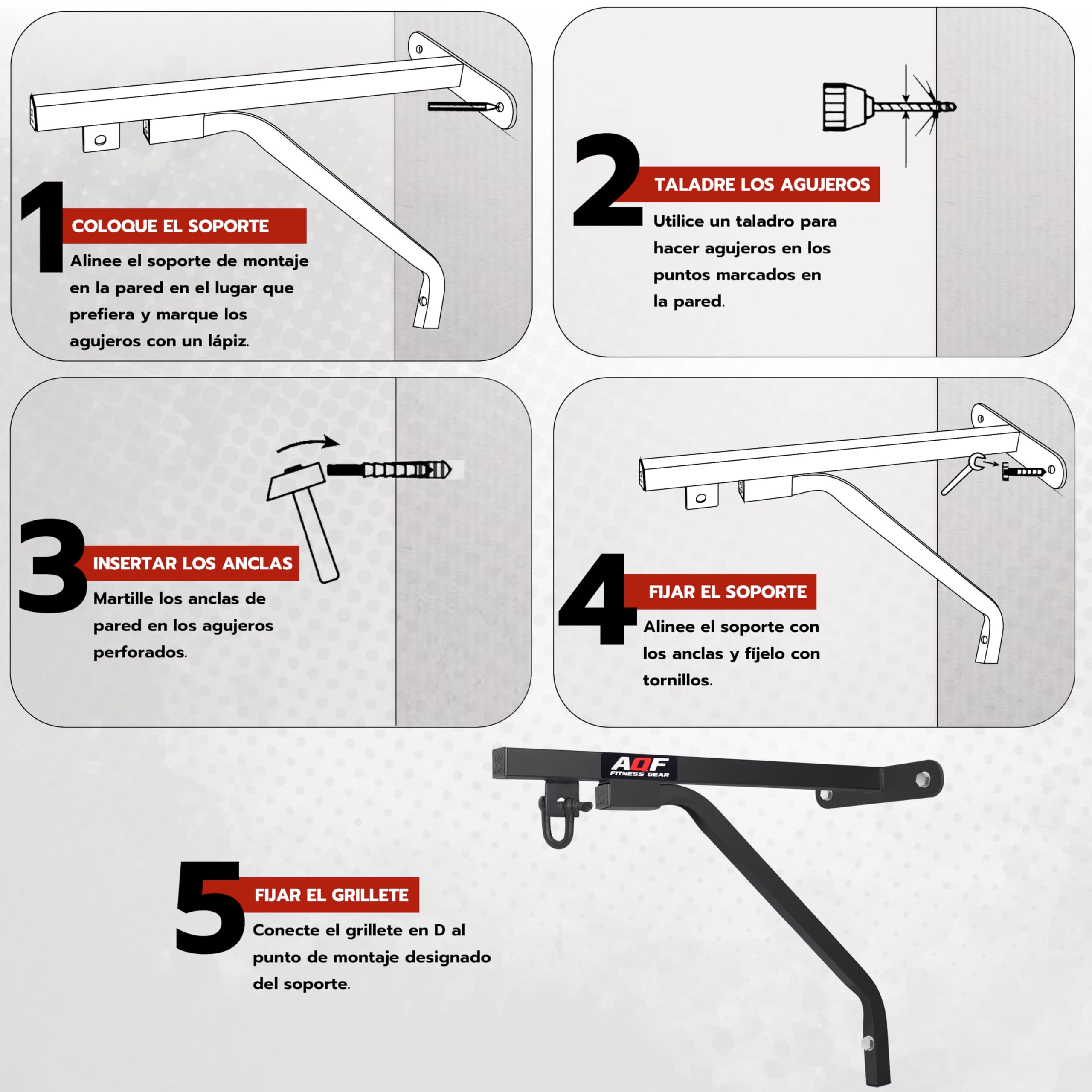 AQF Soporte De Pared para Saco De Boxeo, Boxeo Pared Soporte, Soporte Pared Saco Boxeo MMA, UFC, Gimnasio En Casa, Ganchos De Techo