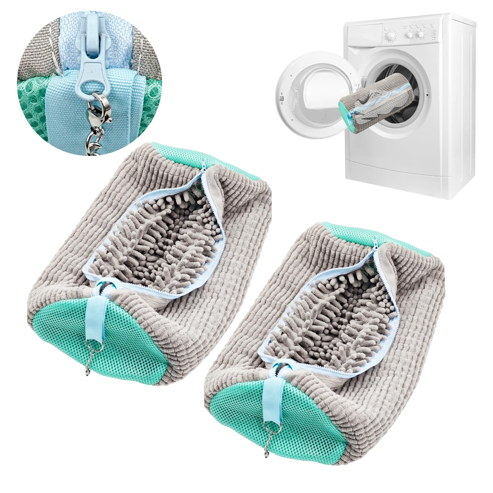 artgeeker Shoe Washing Machine Bag, Shoe Washing Bag for Sneakers, Reusable Laundry Shoe Bag for Washer and Dryer, Grey-A 2Pcs