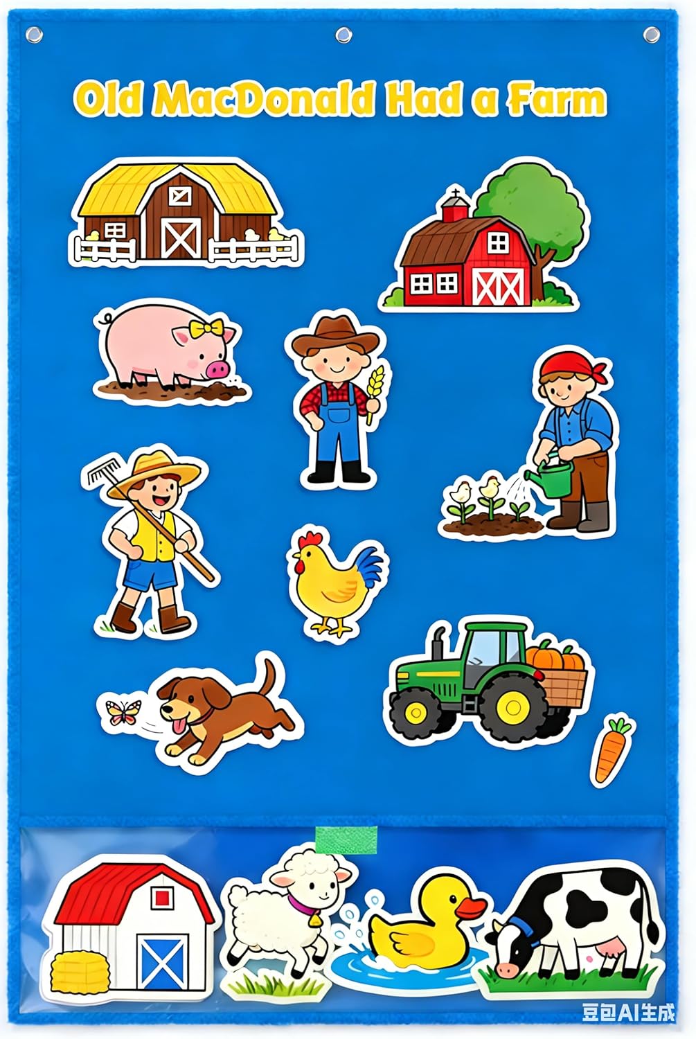 Large Felt Board for Toddlers, 24"x36" Felt Letter Board with Magnetic Strips & Grommets, Felt Bulletin Board Perfect for Interactive Storytelling & Play-Based Learning at Home or in the Classroom