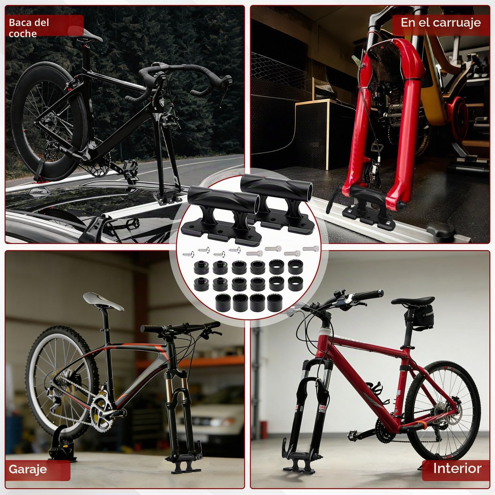 2 Piezas Soporte de Horquilla de Bicicleta,Portabicicletas De Liberación Rápida, Bloque de Horquilla Delantera de Aleación de Aluminio, Caja de CamióN para Bicicleta, Soporte para Bicicleta de
