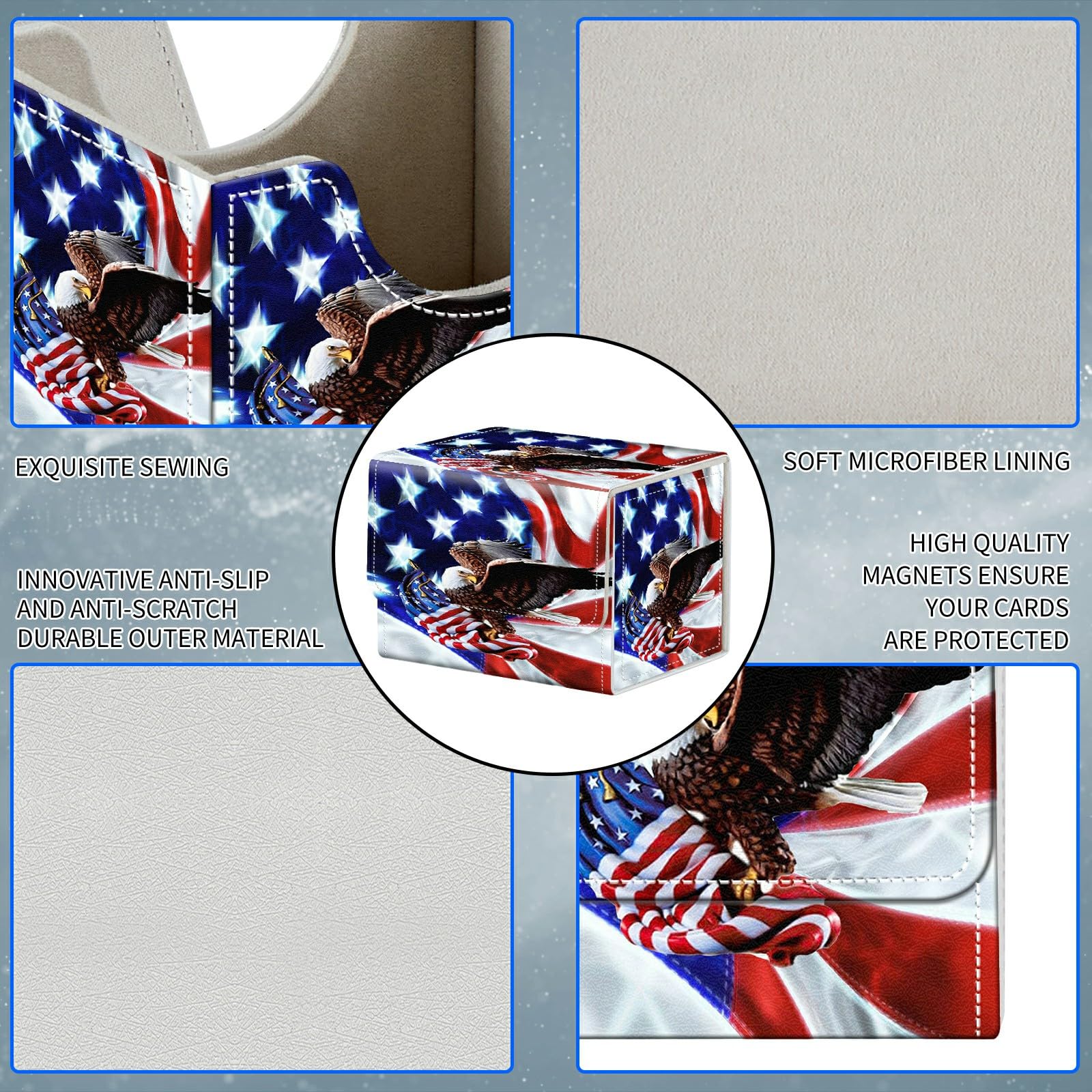 american flag card sleeves mtg Amazon.com: Dikoer Card Deck Box, MTG Commander Deck Box for Trading Cards,  100+ Sleeved Cards with PU Leather Magnetic Card Storage Box for TCG CCG  Magic Cards