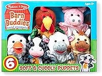 Vista 3 de Melissa & Doug Barn Buddies - Marionetas de mano, juego de 6 (vaca, oveja, caballo, pato, pollo, cerdo)