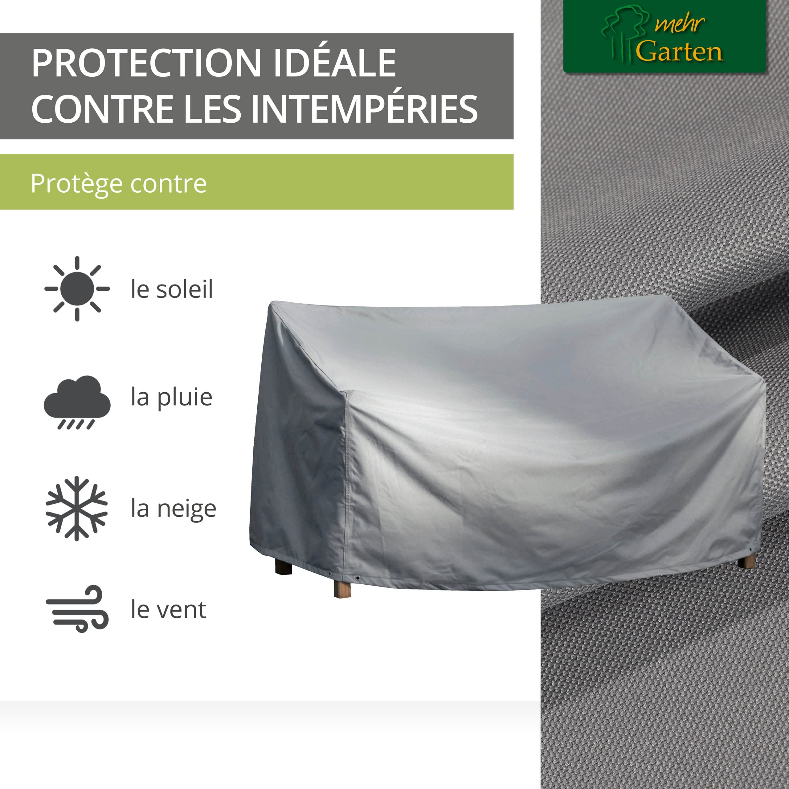 Housse de Protection Banc Jardin 203x75x66/91 cm Polyester Oxford 600D Gris
