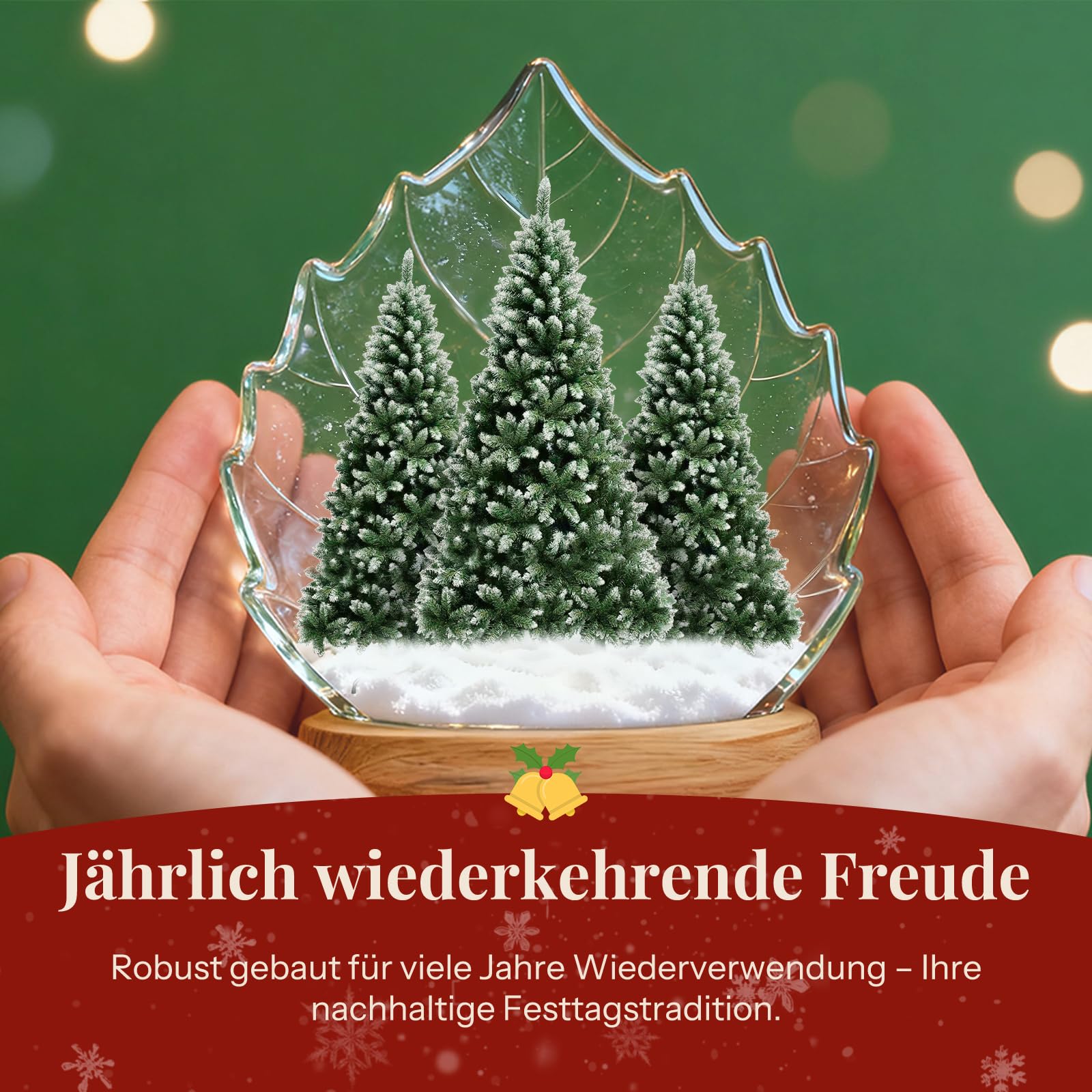 YOUDENOVA Künstlicher Weihnachtsbaum 210 cm | Premium Tannenbaum Künstlich mit Schnee - Naturgetreu | inkl. Faltbarer Metallständer