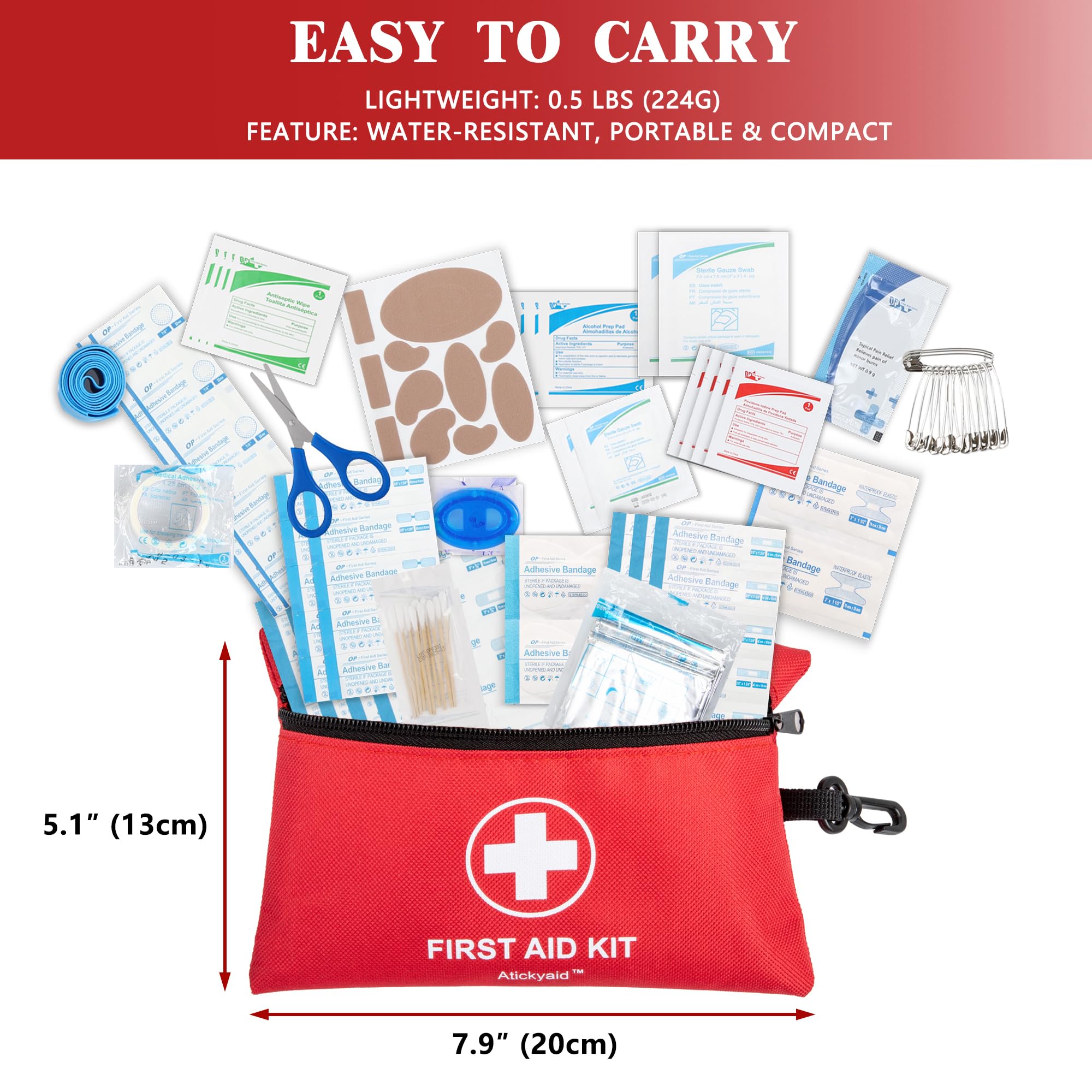 Mini First Aid Kit - 140 Piece Small First Aid Medical Kit for Car, Home, Office, Travel, Camping, Sports, Outdoor, School - Emergency First Aid Supplies and Survival Kit