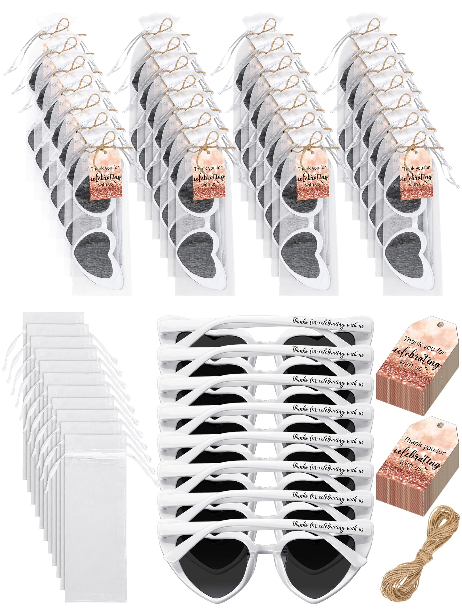 Chapou 50 Wedding Party Favors Bulk White Heart Sunglasses Party Favors