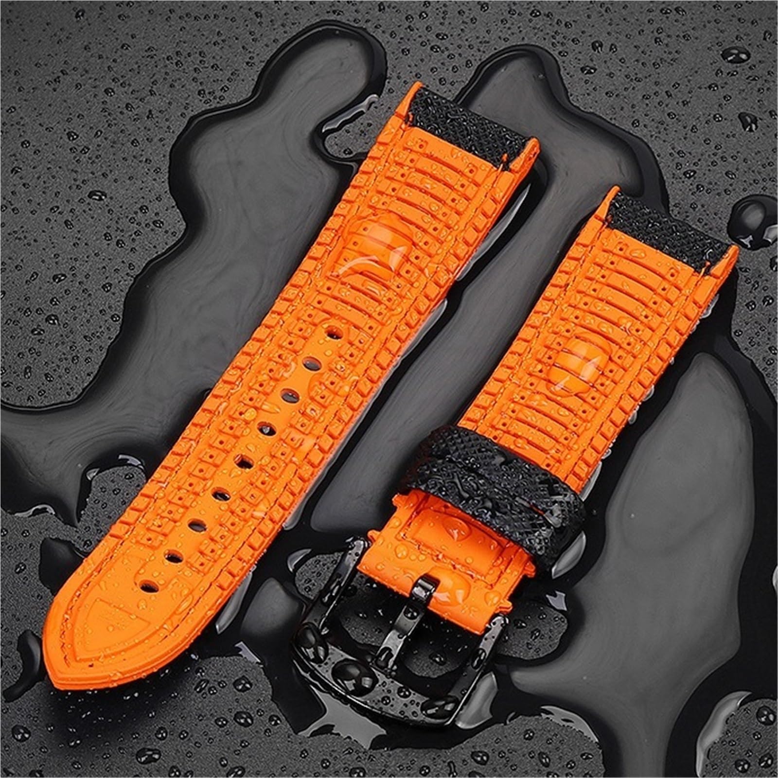 Correa de reloj con parte inferior de goma de nailon, correa de reloj for hombre de 20mm, 22mm, 23 y 24mm con hebilla de acero inoxidable