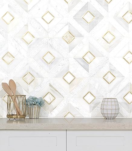 Miniatura 8 de MSI Verona - Patrón dorado x 11.85 pulgadas de pared de mosaico montado en malla de mármol, piso, placa de pared de cocina y azulejos geométricos,
