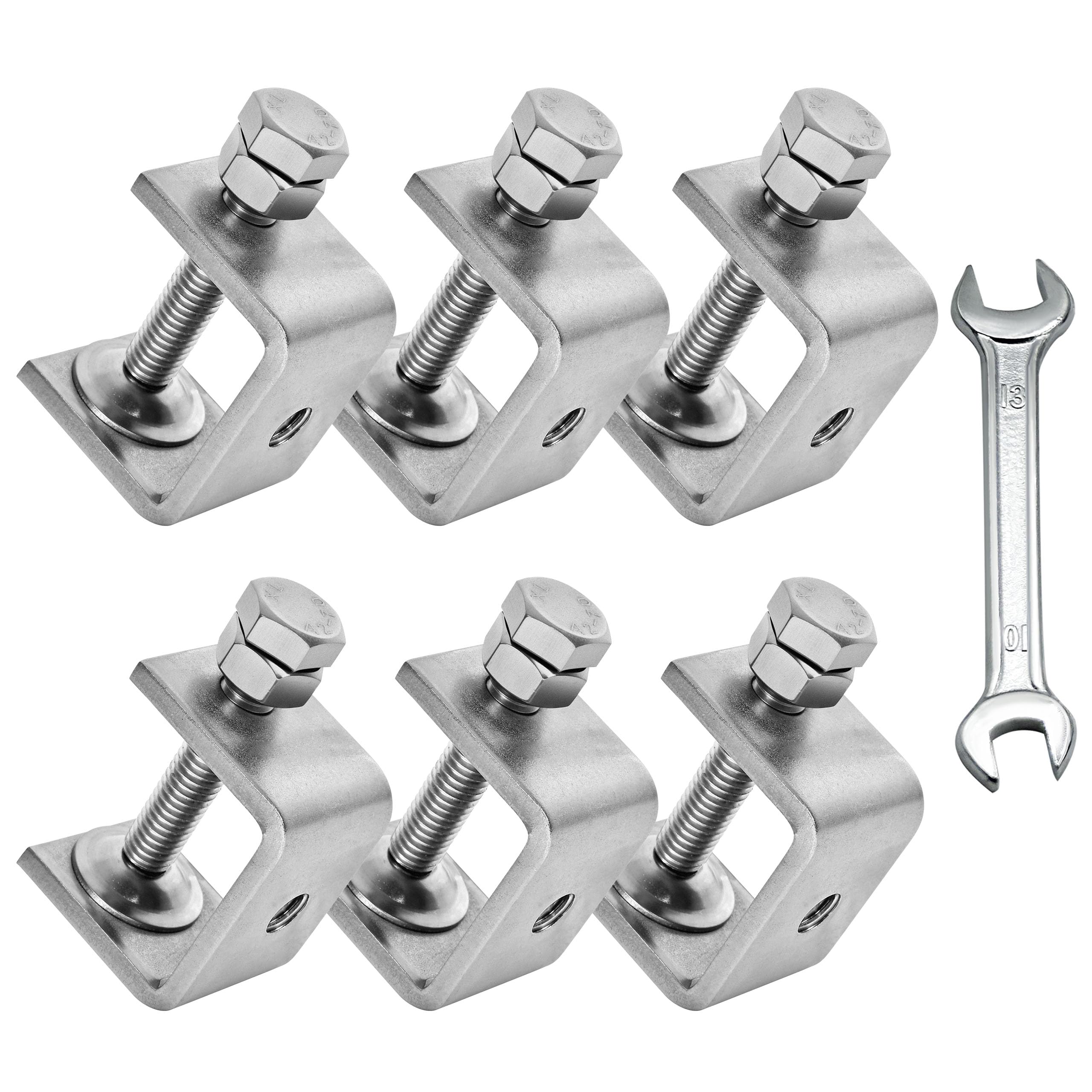 304 Stainless Steel C Clamp,30mm Mini Tiger Clamp,6 Pack