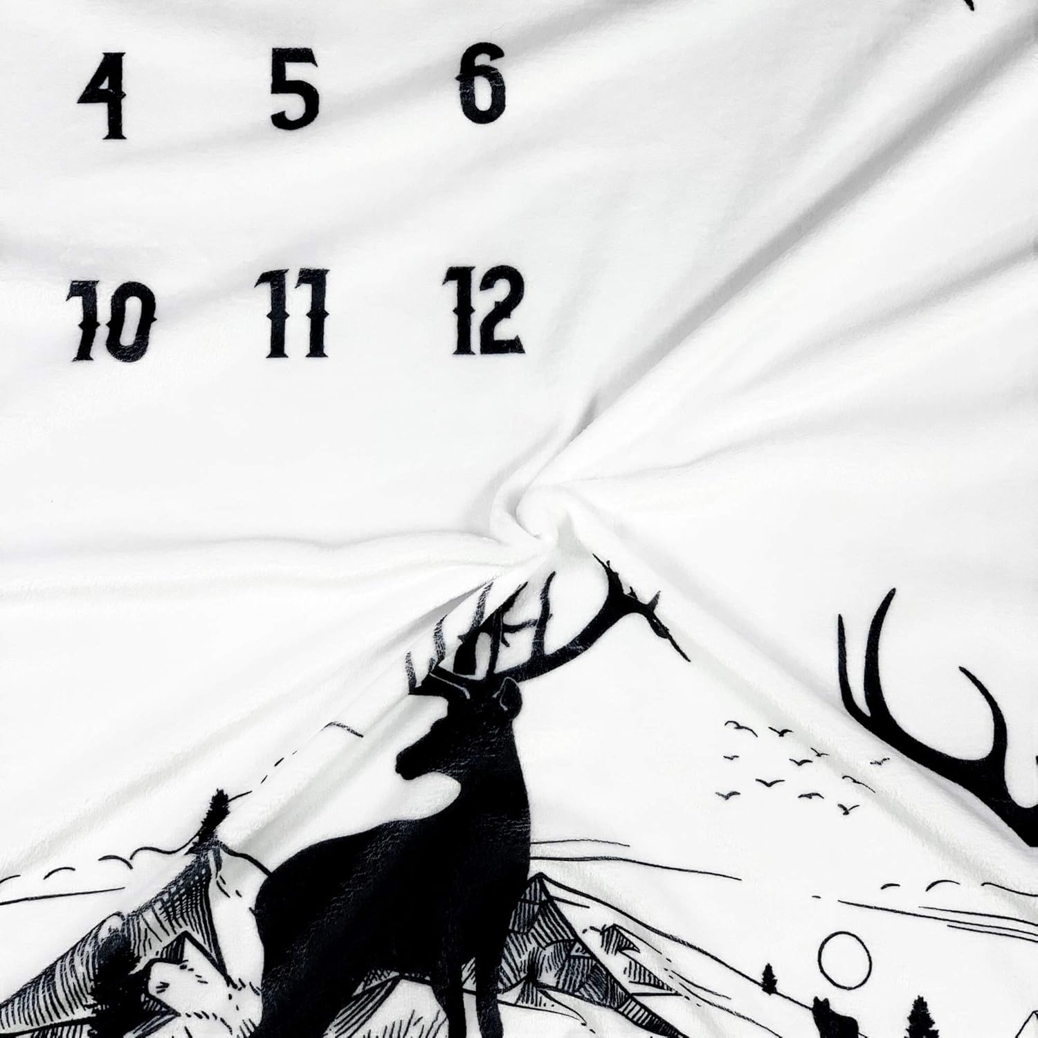 Baby Boy Milestone Blanket – 50x40, Soft Fleece, Woodlands Deer & Mountain Theme, Black & White Rustic Design, Includes Felt Frame, Monthly Growth Photos, Newborn Gift & Baby Shower - Image 6