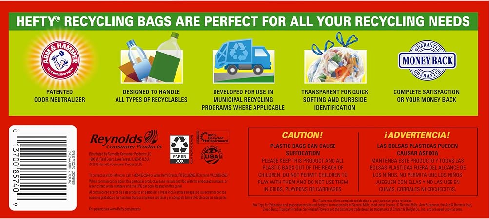 hefty recycling bolsas clear