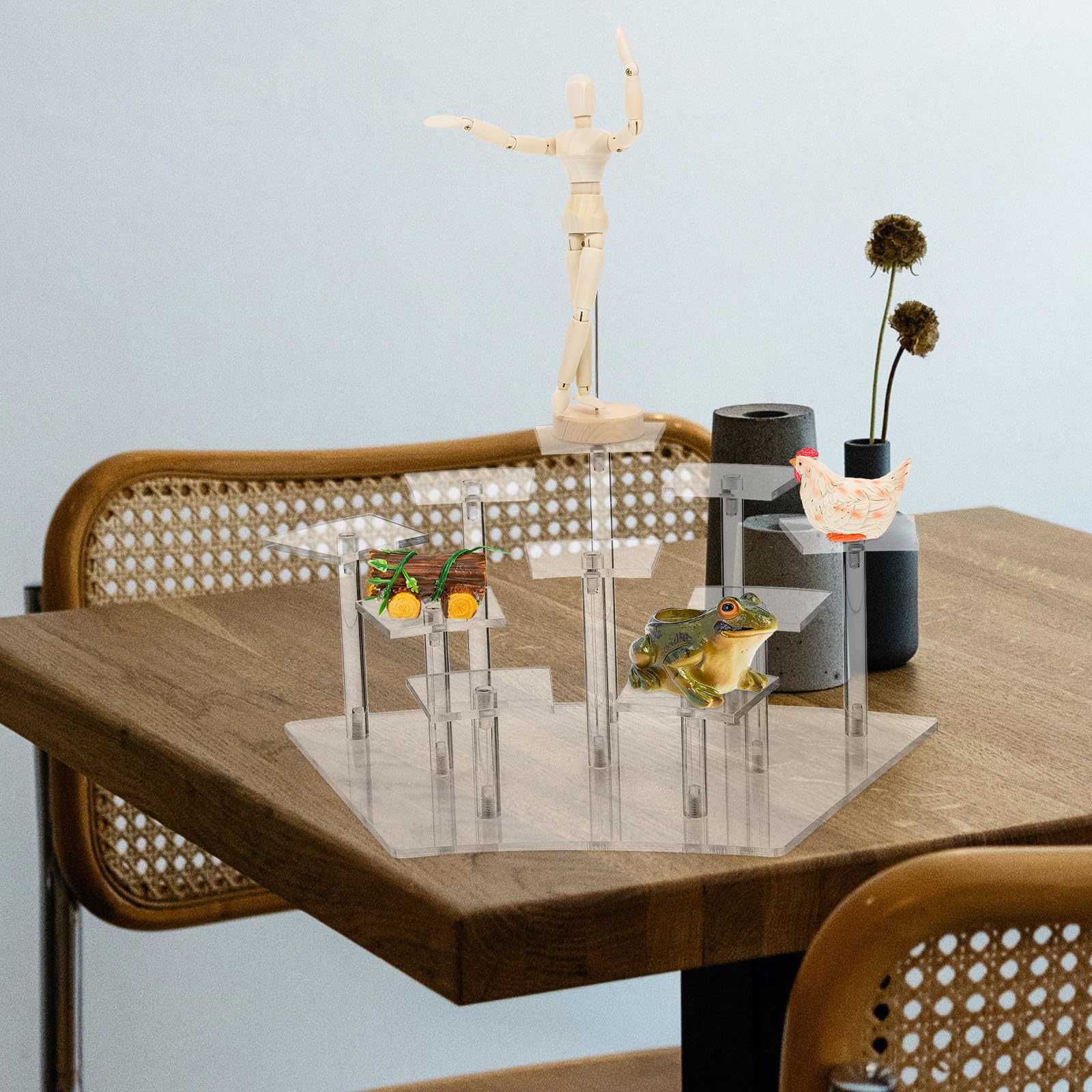 VICASKY Mehrschichtiges Acryl Display Rack Transparent Puppen Schaufenster Stand 10 Fach Aufbewahrungsständer für Wohnzimmer und Schreibtisch