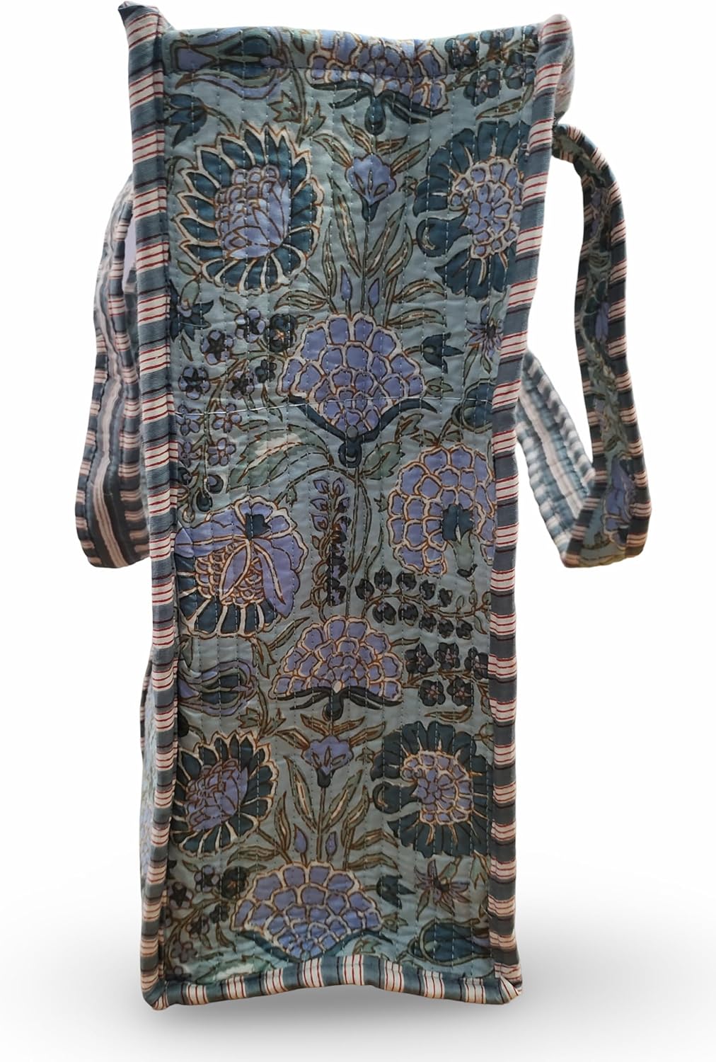 Cotton Tiger Block Print Tote Bag, Indian Handmade Shopping Shoulder Bag, Unisex Market Daily Use - Image 3