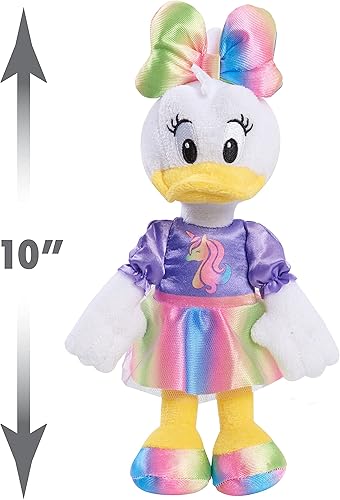 Miniatura 3 de Disney Junior Minnie Mouse - Puf de peluche pequeño de unicornio de 8 pulgadas, pato margarita en morado y arco iris, animal de peluche
