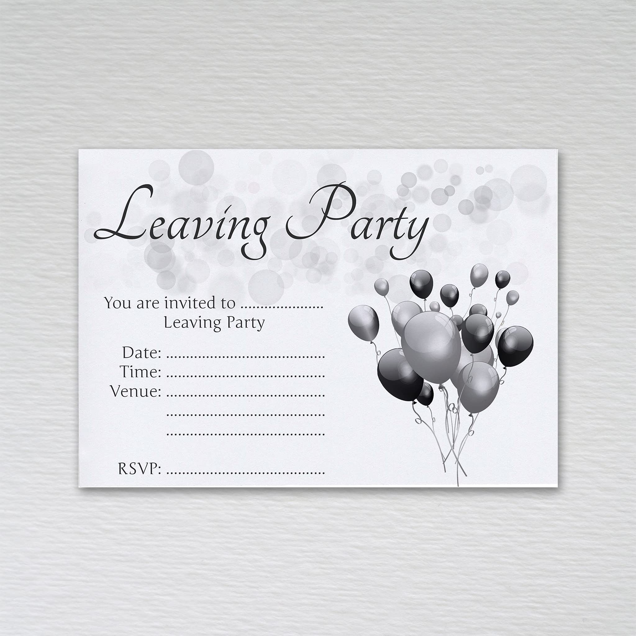 10-100 Pack of Farewell Leaving Party Invitations: Leavers Invites (Pack of 50 Black & Silver Without Envelopes)