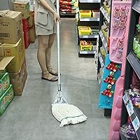 Vista 4 de OFO Trapeador de cuerda con extremo de bucle con repuesto de cabezal extra, trapeador de grado industrial resistente, mango de 59 pulgadas