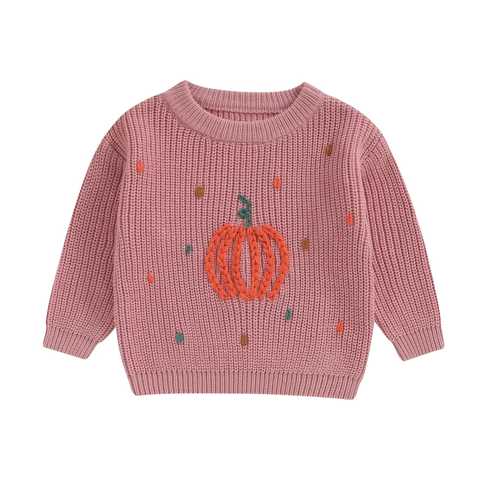 LSFYSZD Toddler Baby Girls Boys Halloween Pumpkin Sweaters Long Sleeve Crew Neck Winter Warm Knitwear Pullover Jumpers Top — view 68