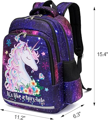 Miniatura 3 de Mochila infantil para niñas mochilas preescolares bolsa escolar para jardín de infantes con correa para el pecho Púrpura Galaxy Mochilas Daypack