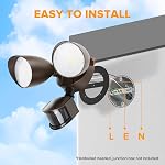 LUTEC 32W 3500 Lumen LED Security Lights Motion Sensor Light Outdoor, 5000K Daylight, IP65 Waterproof, Dusk to Dawn, Motion Detector Flood Light for Garage, Yard, Porch-Brown