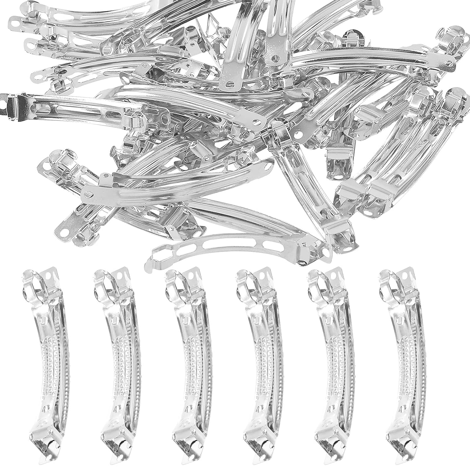 Tanstic 50Pcs 100mm French Barrette Hair Clips Metal Hair