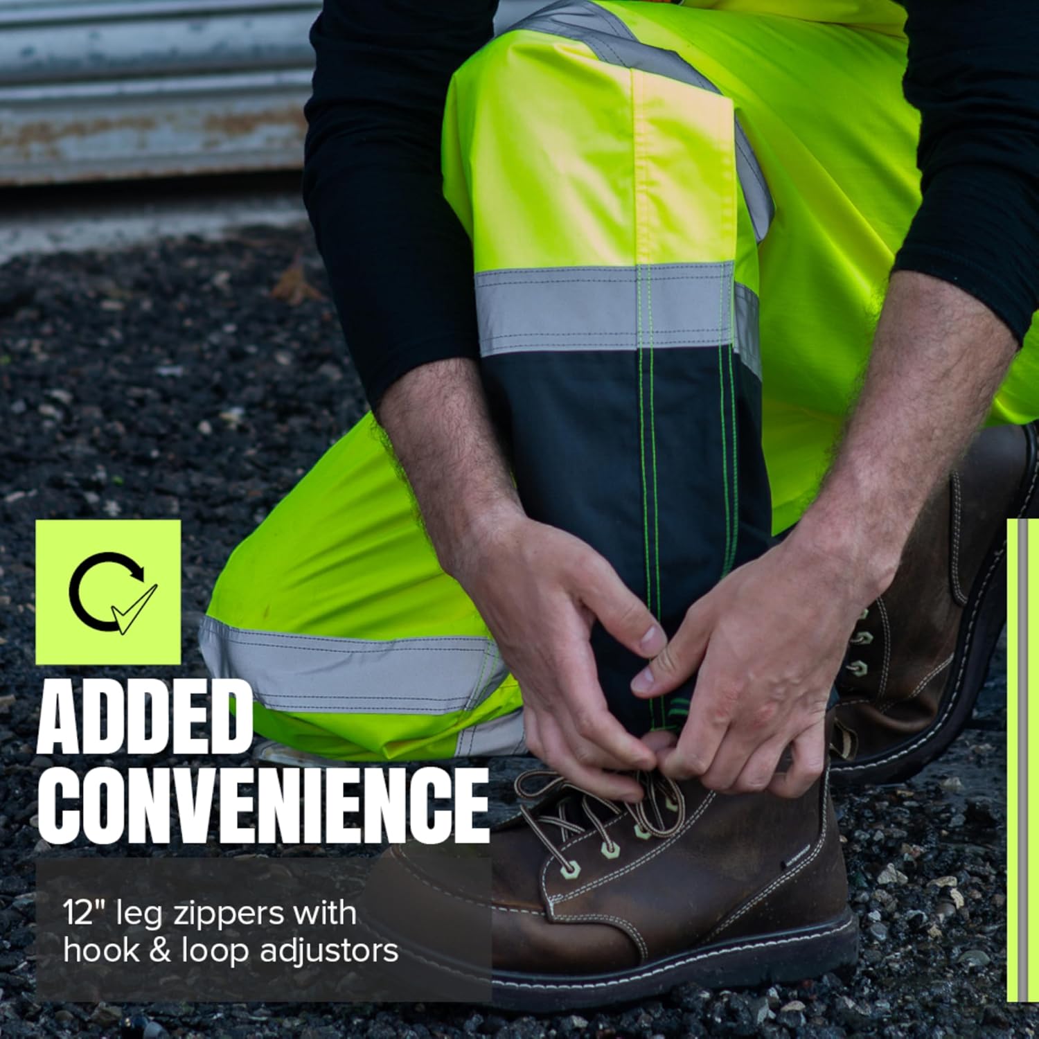 Pioneer Hi Vis Ripstop Waterproof Bib Pants/Overalls for Men - Reflective Safety Work Rain Pants