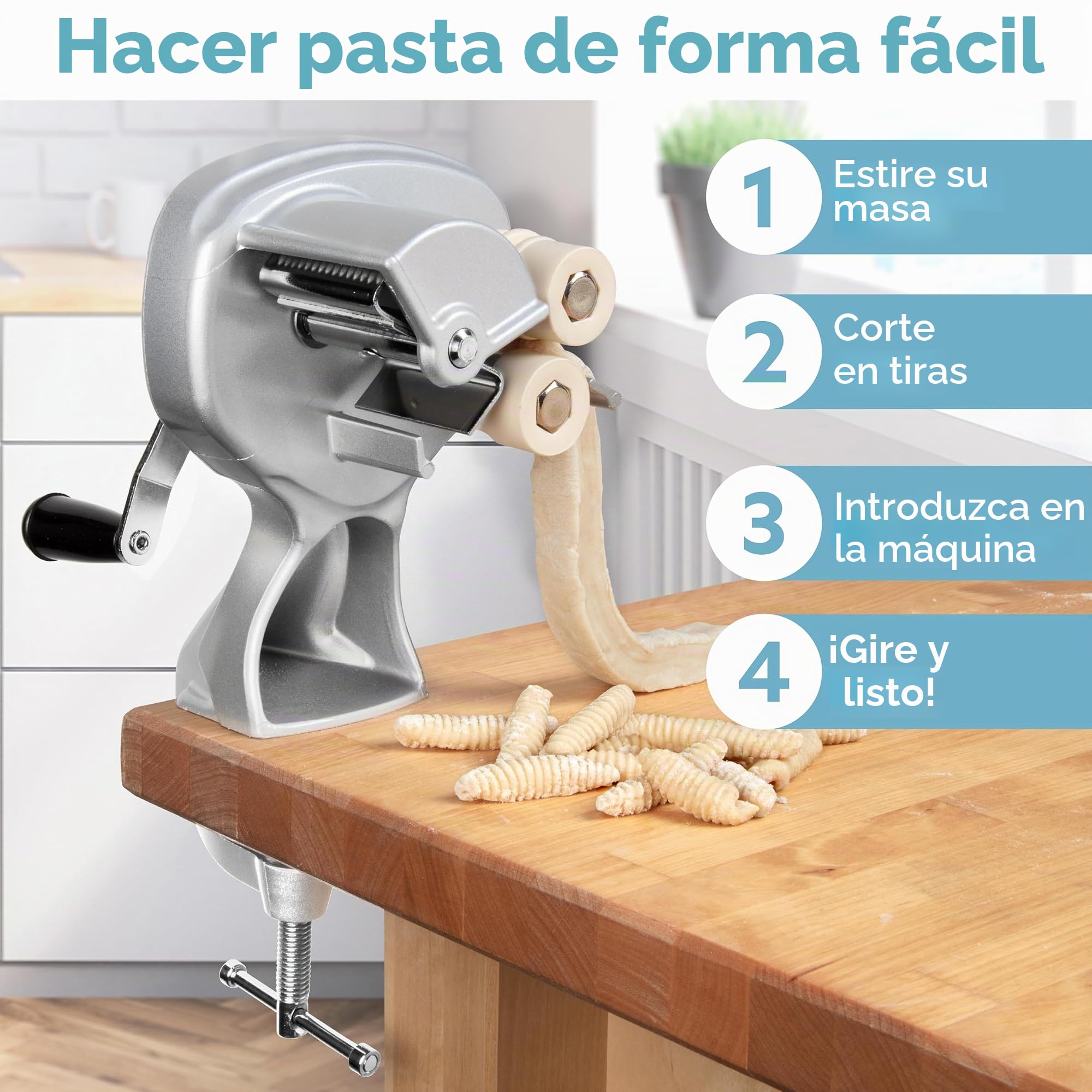 Cavatelli Maker Machine con rodillos fáciles de limpiar, hace auténticos ñoquis, conchas marinas de pasta y más, recetas incluidas