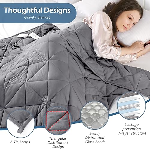 Miniatura 4 de Manta con peso (10 libras, 47 x 70 pulgadas, tamaño individual), para adultos, refrescante, transpirable, con cuentas de cristal, manta suave para