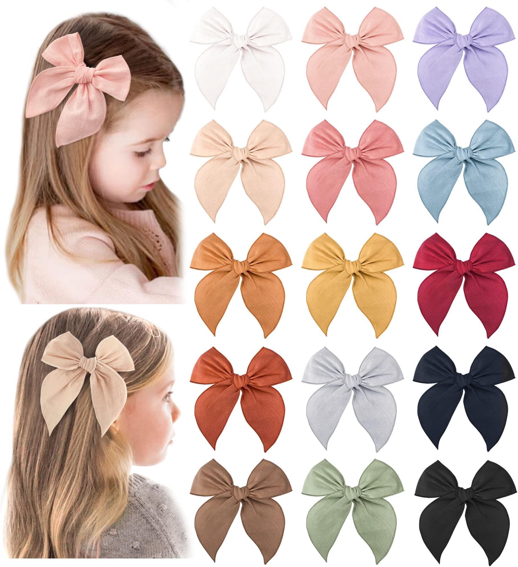 Niceye Fable Girls Hair Bows Cotton Linen Alligator Hair — free download