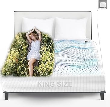 Grounding Bed Sheet King Size, Grounding Mat Earthing UK, Earthing Sheets with 10% Silver Fiber and 90% Organic Cotton,Earthing Energy Mat Natural Wellness & Healthy Earth Energy Mat for Better Sleep