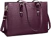 Lubardy Laptop Bags for Women Tote Bag 15.6 Inch Leather Large Ladies Handbag Work Bag Designer Business Shoulder Shopping Office Bag Grape purple