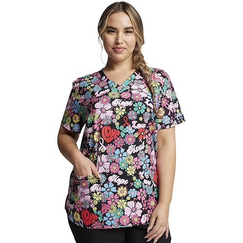 Dickies EDS Women Scrubs Top V-Neck Print DK876