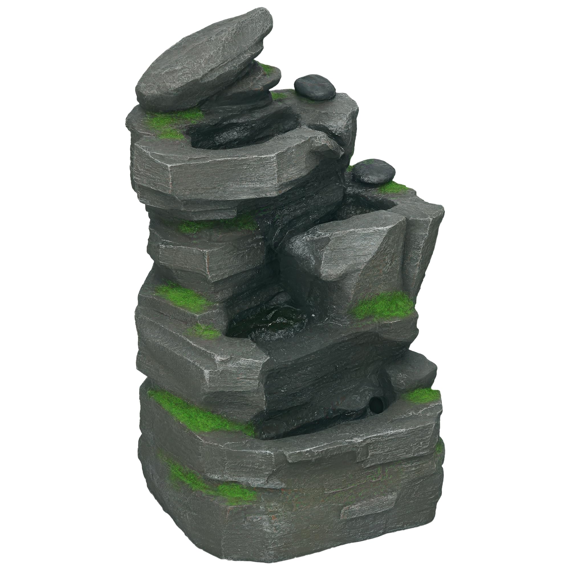 Outsunny Fontaine de jardin, solaire, à 4 niveaux, avec éclairage LED, décorative, pour jardin, balcon, résine synthétique, 34 x 28 x 57 cm