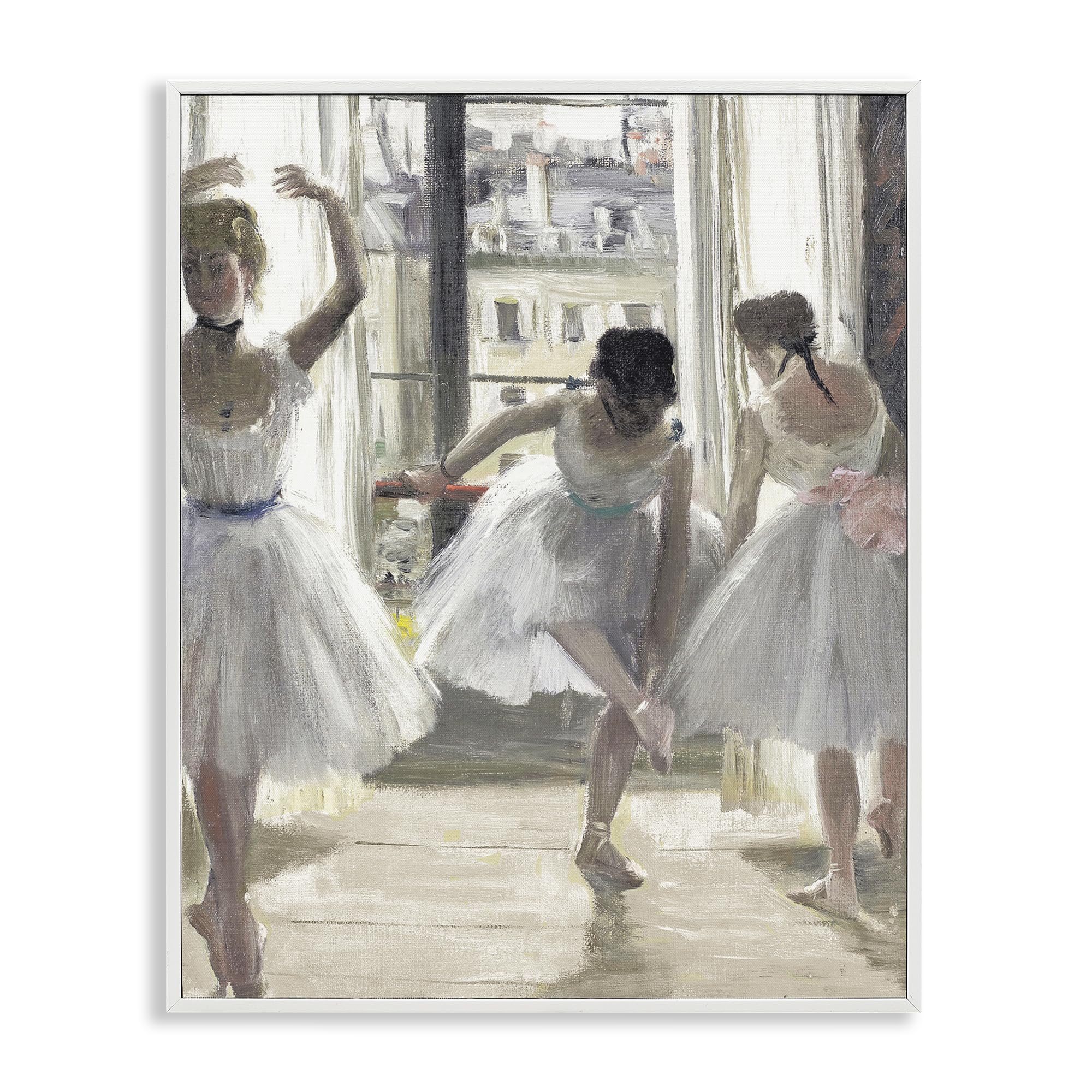 Stupell Industries Coastal White (Textured) 'Ballet Class In Practice'| Framed Giclee Art