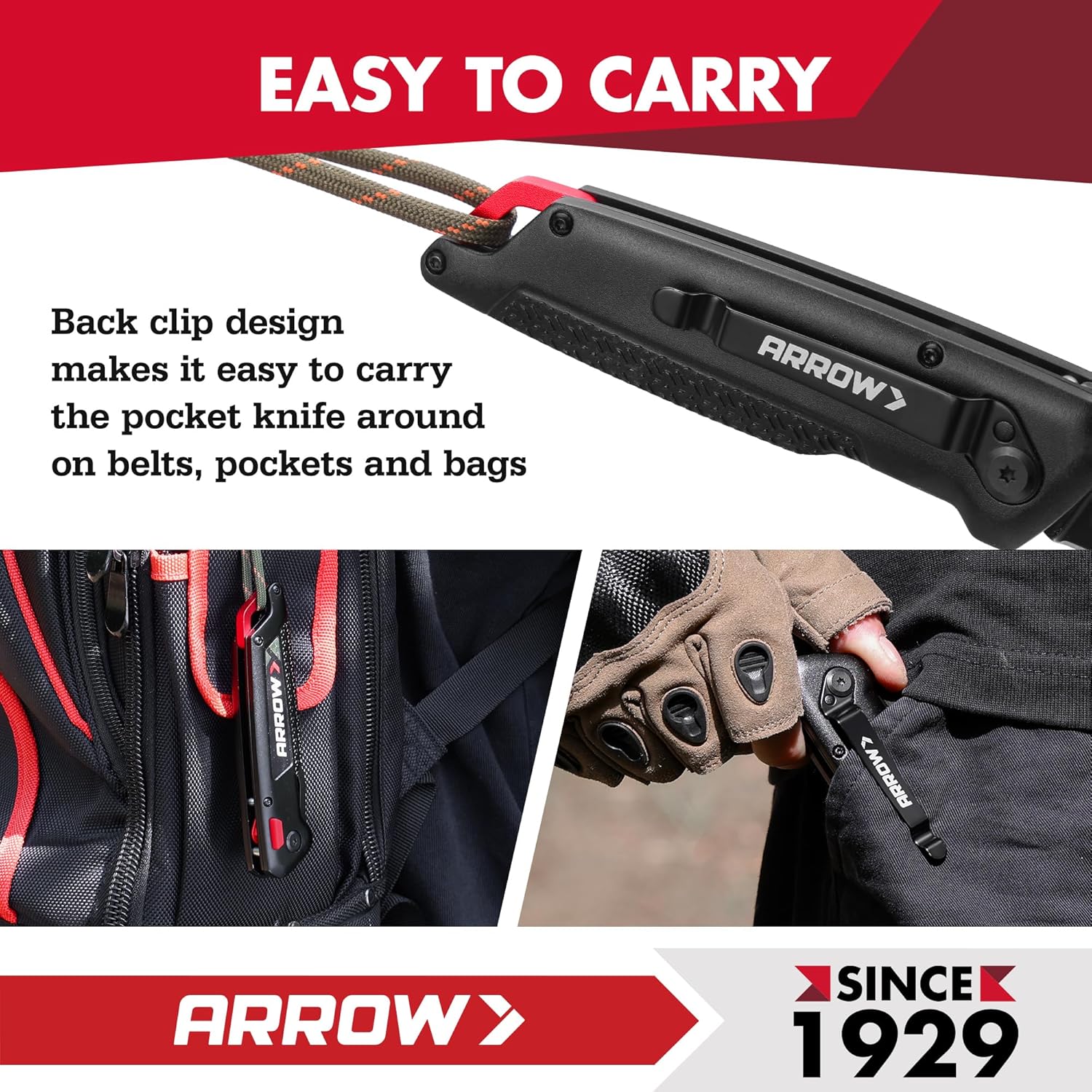 WORKPRO 2-in-1 Folding Knife/Utility Knife & ARROW 3.5'' Folding Pocket Knife