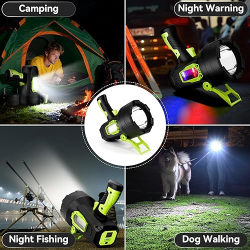 Miniatura 9 de Linterna recargable de 99.000 lúmenes, focos LED de mano súper brillantes, impermeables, 10000 Ah, luces de larga duración para navegación, caza y